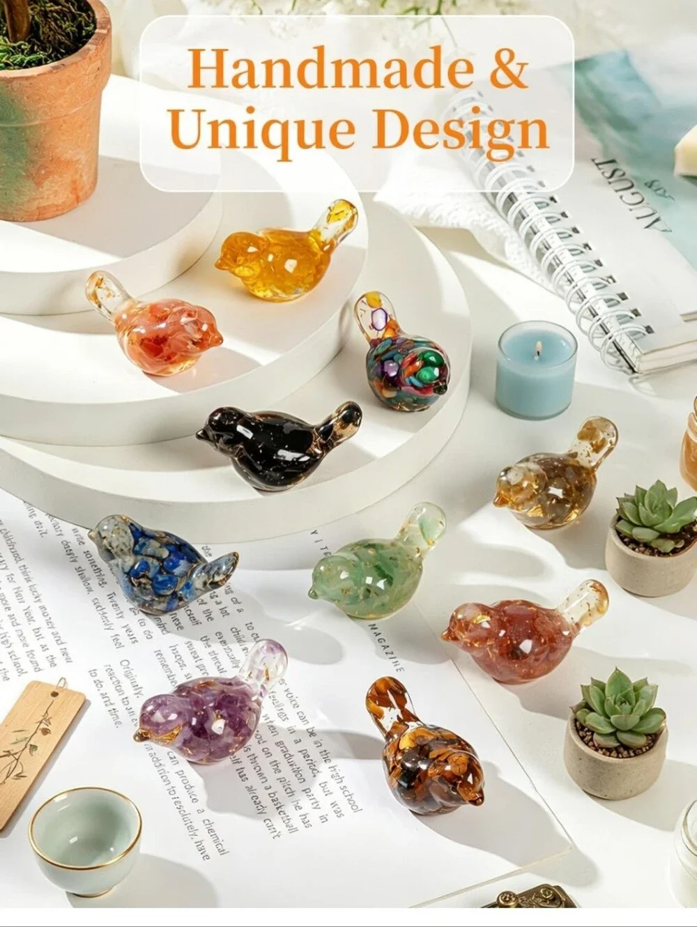 Decorative Glass Bird Figurine - Multicolor